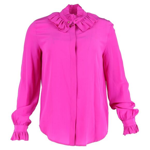 Mulberry Ruffled Blouse in Pink Silk - Picture 1 of 6